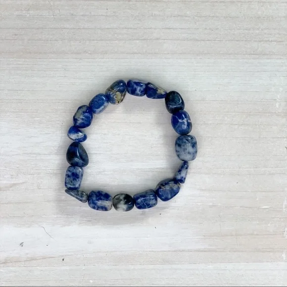 Sodalite Polished Stone Stretch Bracelet - Picture 5 of 6